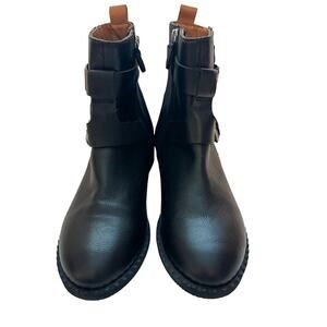 Kenneth Cole Gentle Souls Brena Moto Boot Black Leather Bootie Size 8